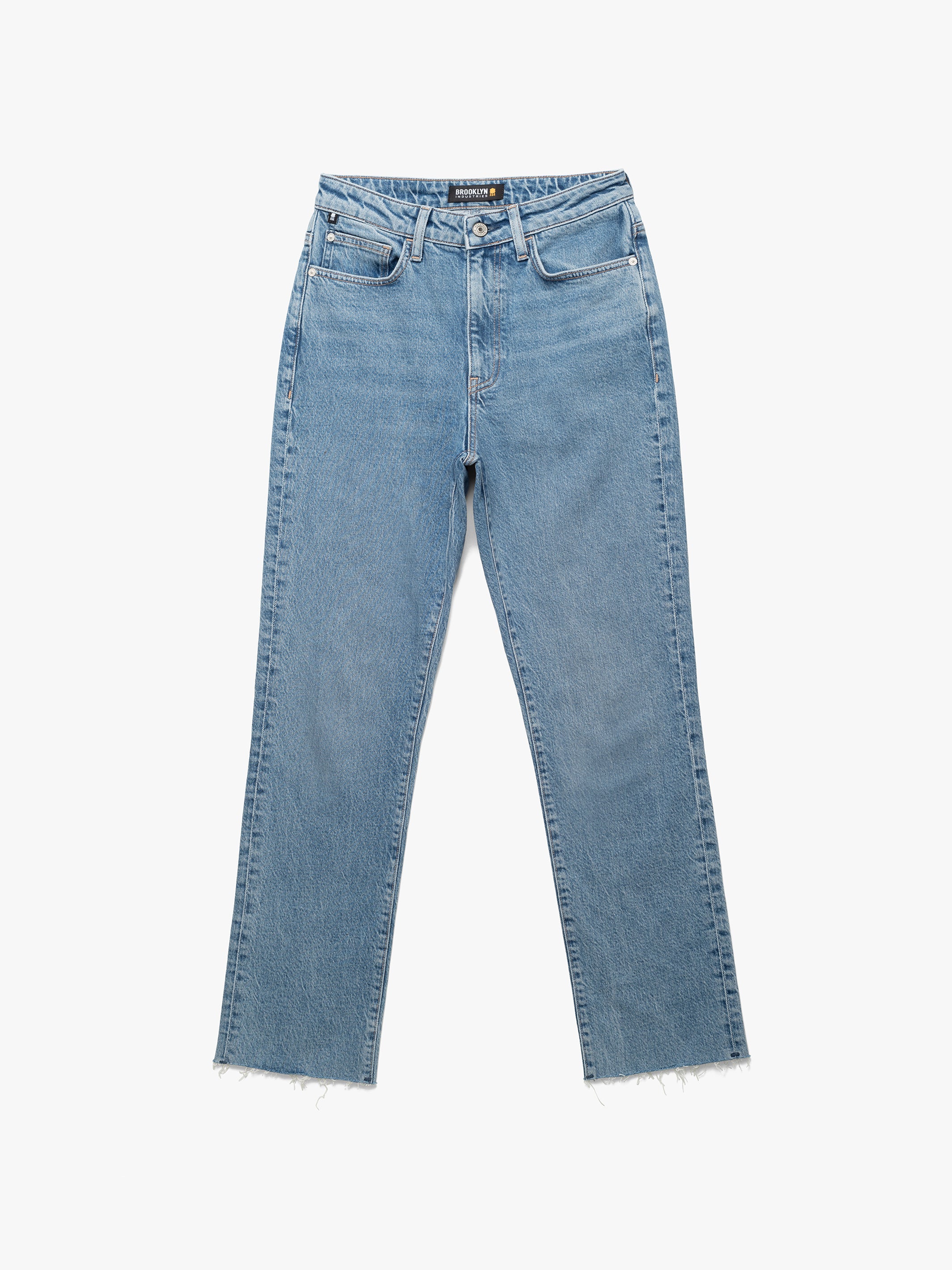 Women's Meadow High Rise Straight Leg Pants In Mid Blue Denim - BROOKLYN INDUSTRIES