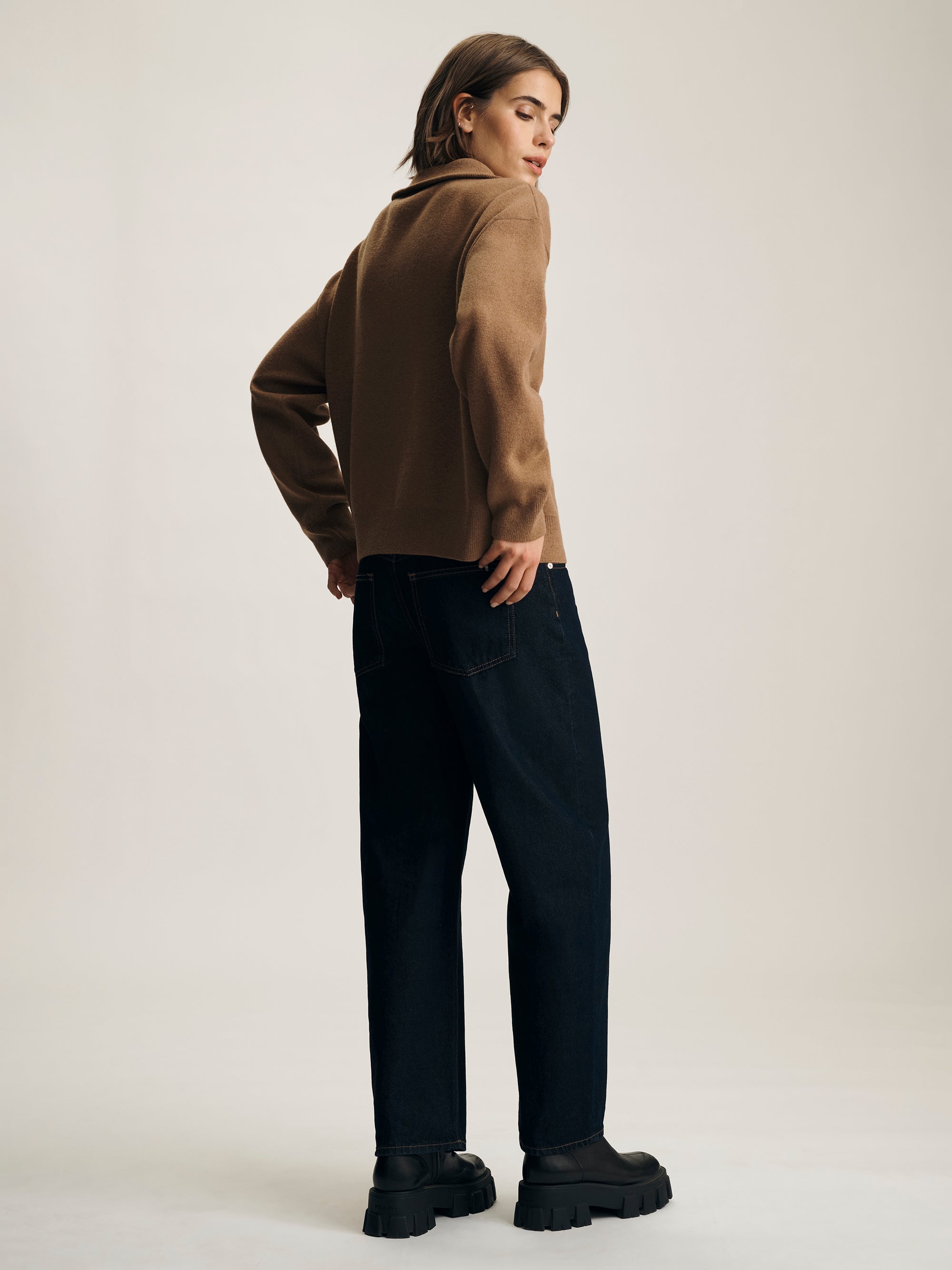 Women's Half Zip Waffle Sweater in Kelp - BROOKLYN INDUSTRIES