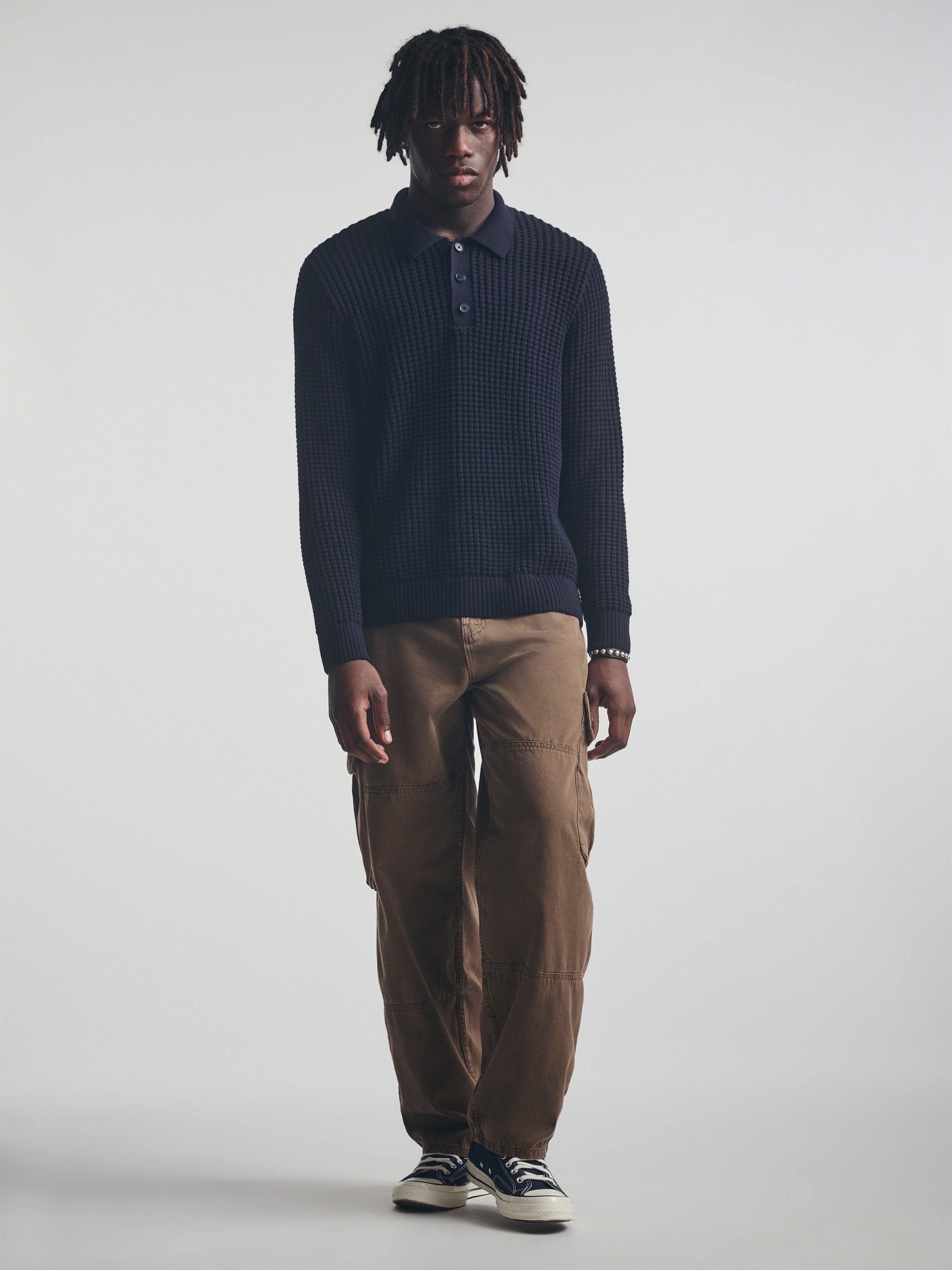 Men's Polo Sweater in Total Eclipse