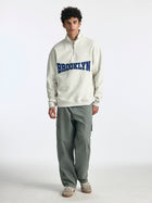 Men's Brooklyn Half Zip Sweatshirt in White Onyx - BROOKLYN INDUSTRIES