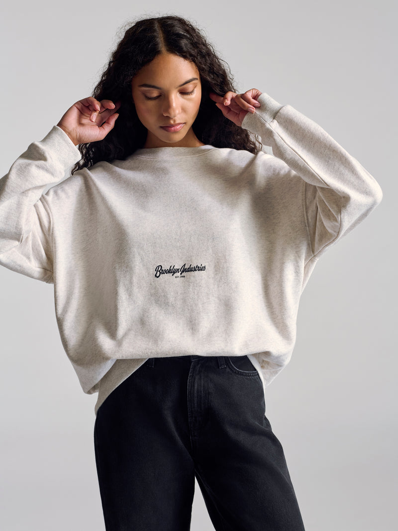 Women's Brooklyn Oversized Sweatshirt In Light Grey Melange - BROOKLYN INDUSTRIES