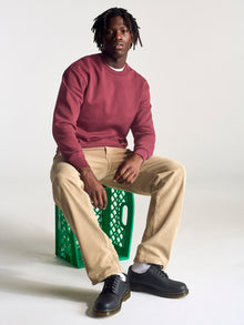 Men's Hoyt Crew Neck Sweatshirt In Brick - BROOKLYN INDUSTRIES