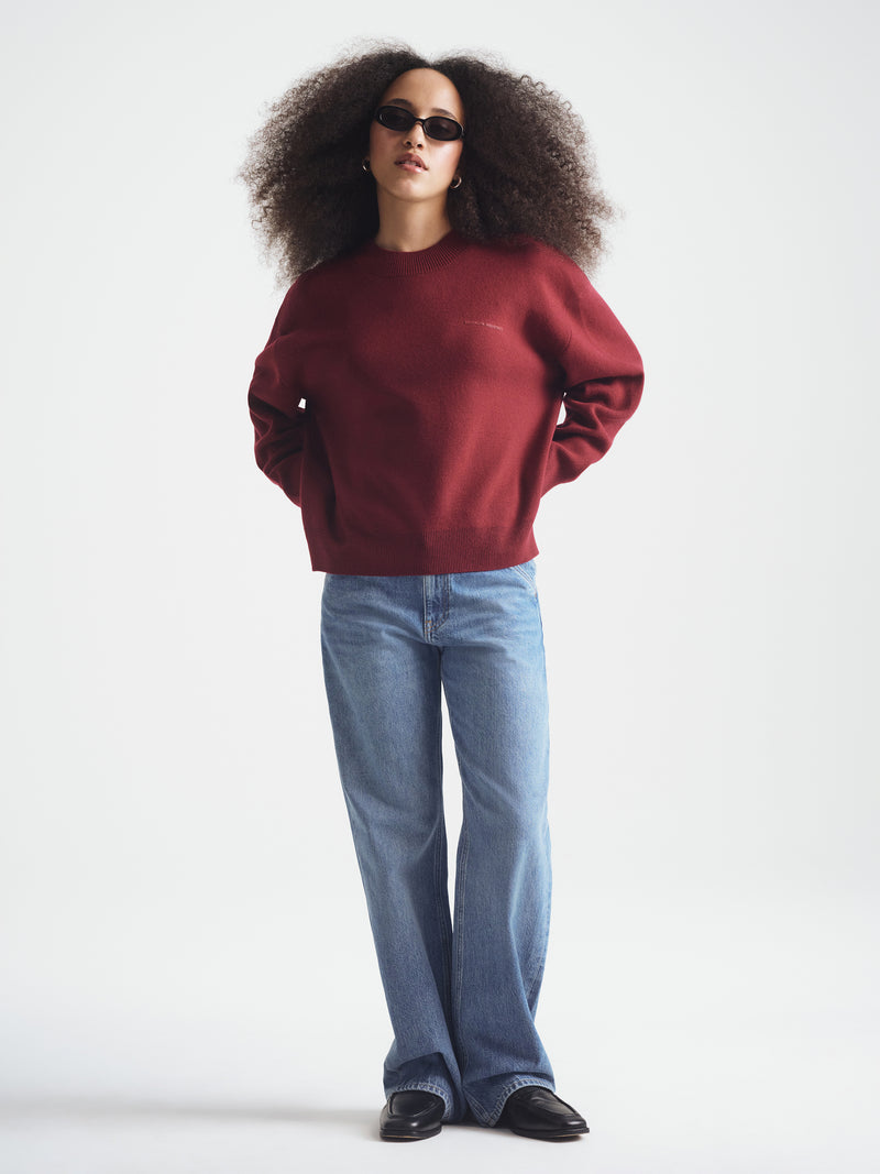 Women's Brooklyn Waffle Sweater in Windsor Wine - BROOKLYN INDUSTRIES
