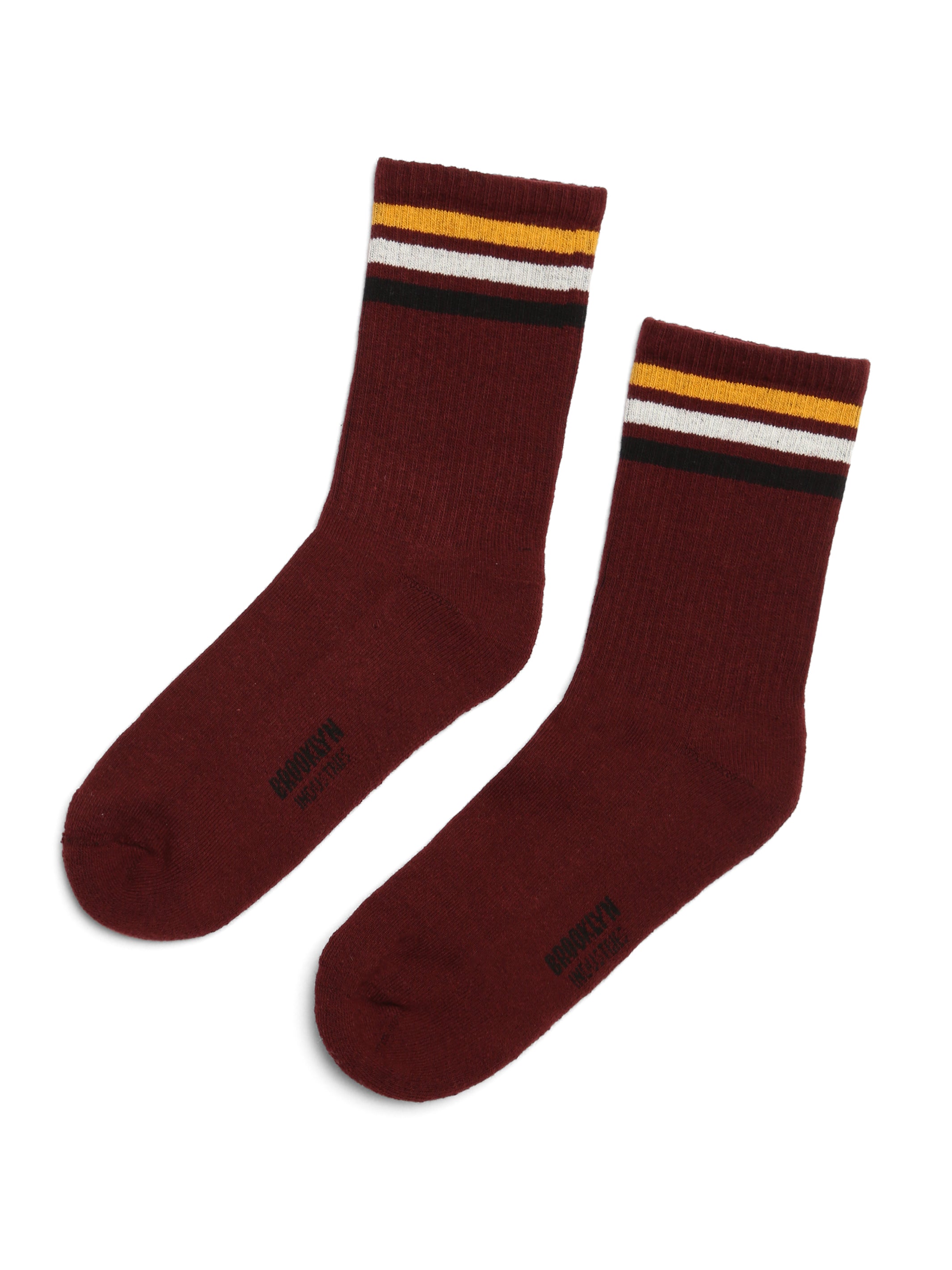 Women's Striped Socks in Red Mahogany - BROOKLYN INDUSTRIES
