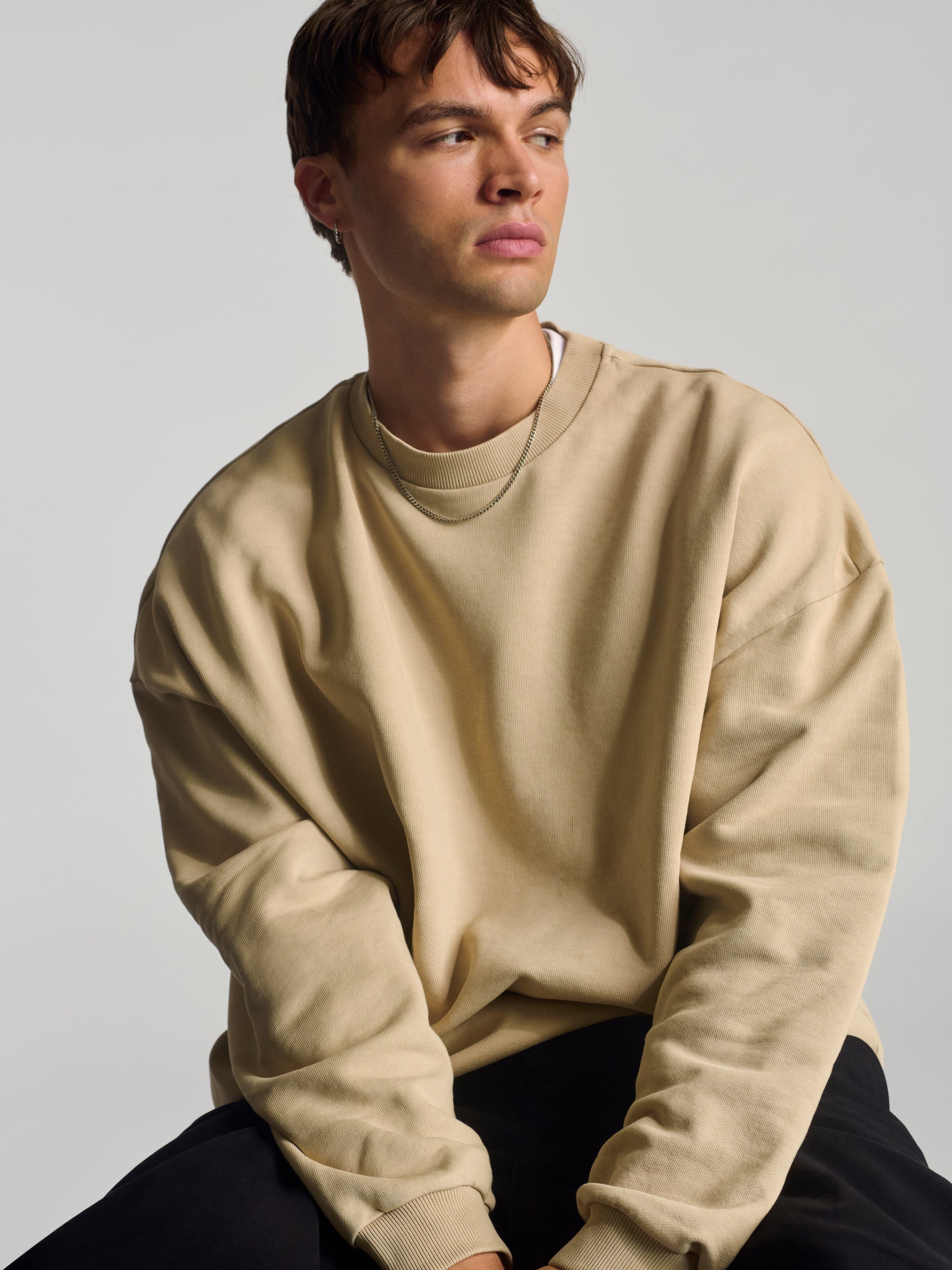 Men's Crew Neck Sweatshirt In Pure Cashmere - BROOKLYN INDUSTRIES