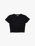 Women's Ribbed Cropped T-Shirt in Black