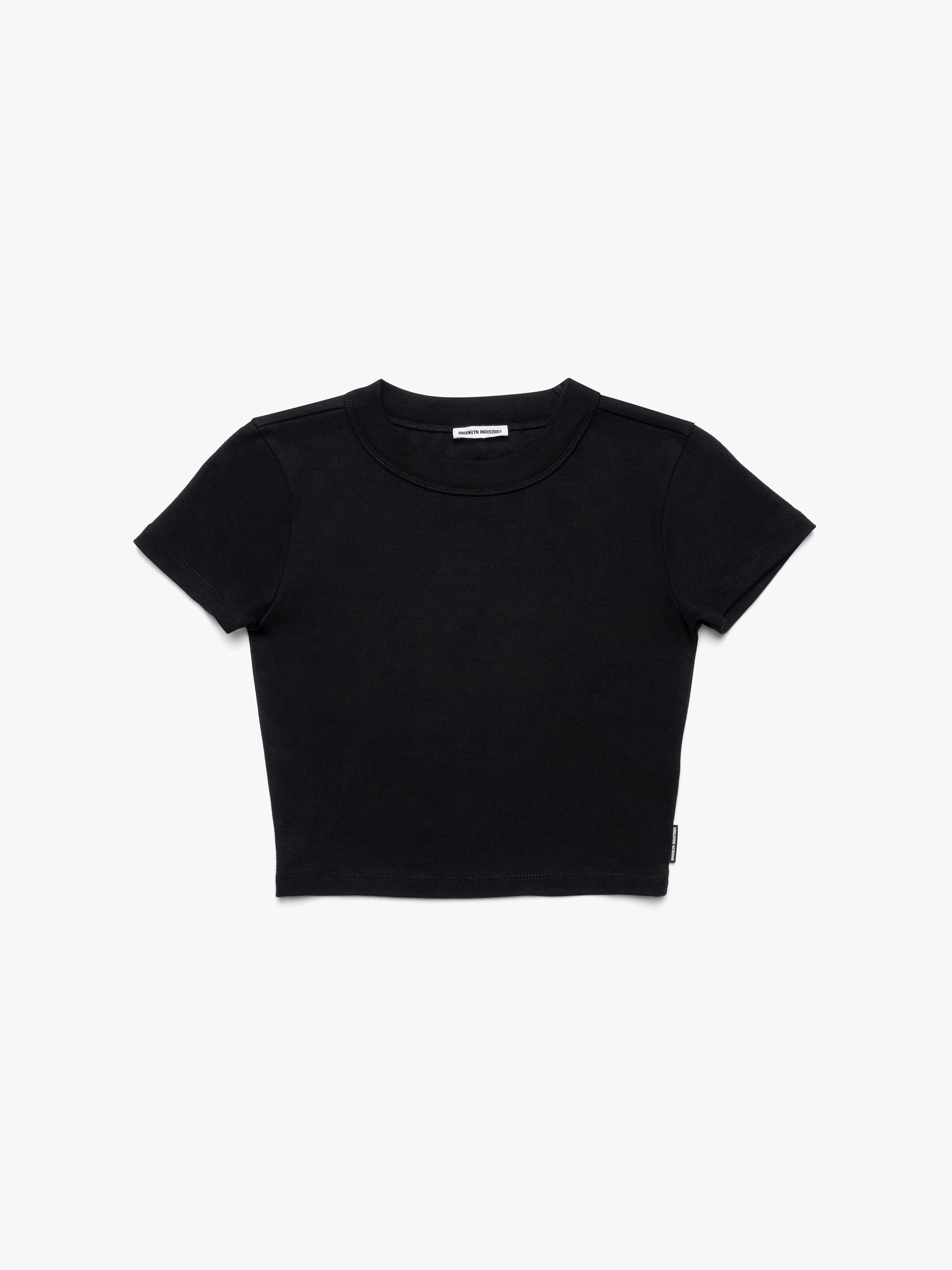 Women's Ribbed Cropped T-Shirt in Black