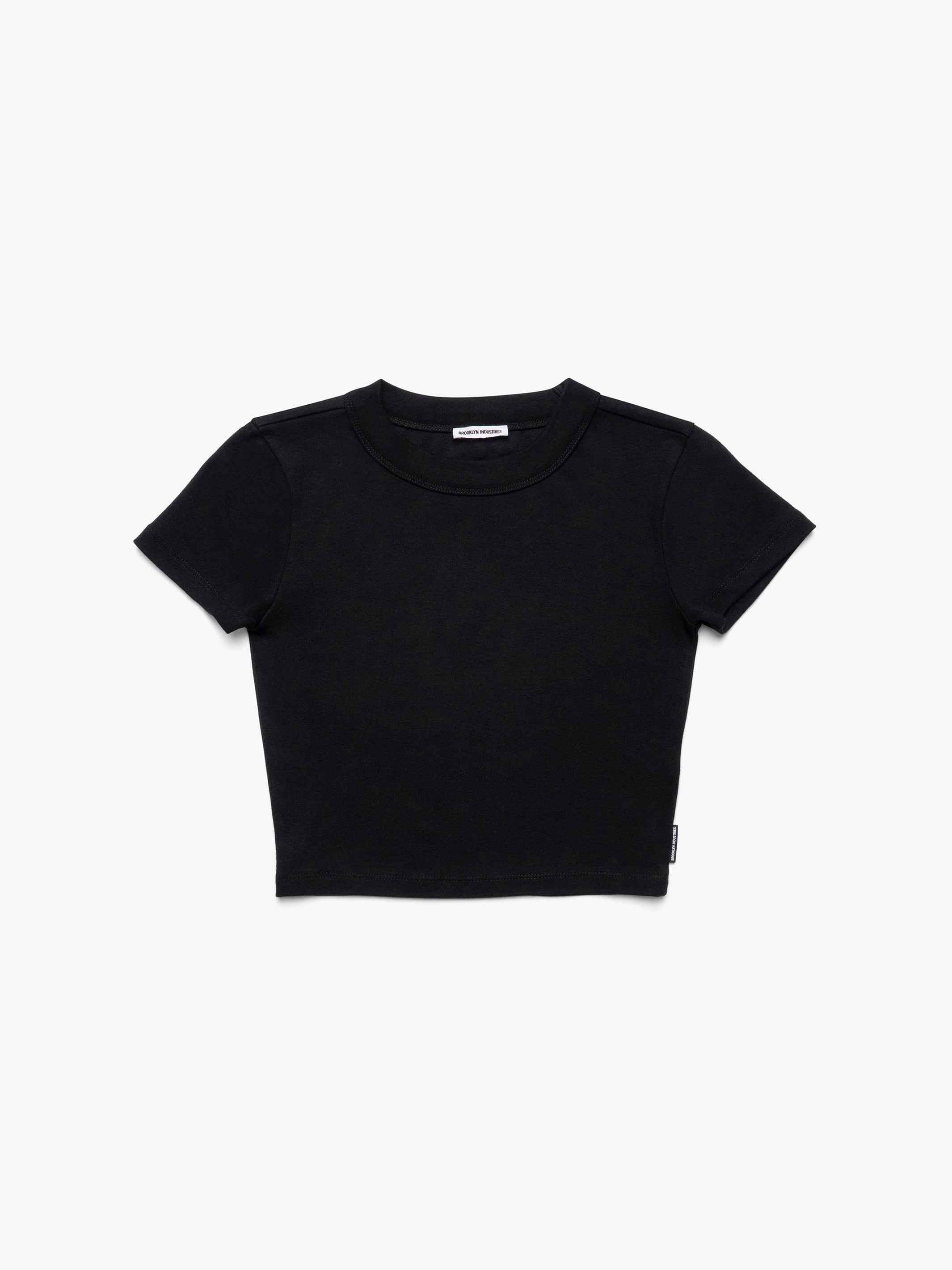 Women's Ribbed Cropped T-Shirt in Black