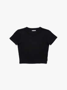 Women's Ribbed Cropped T-Shirt in Black