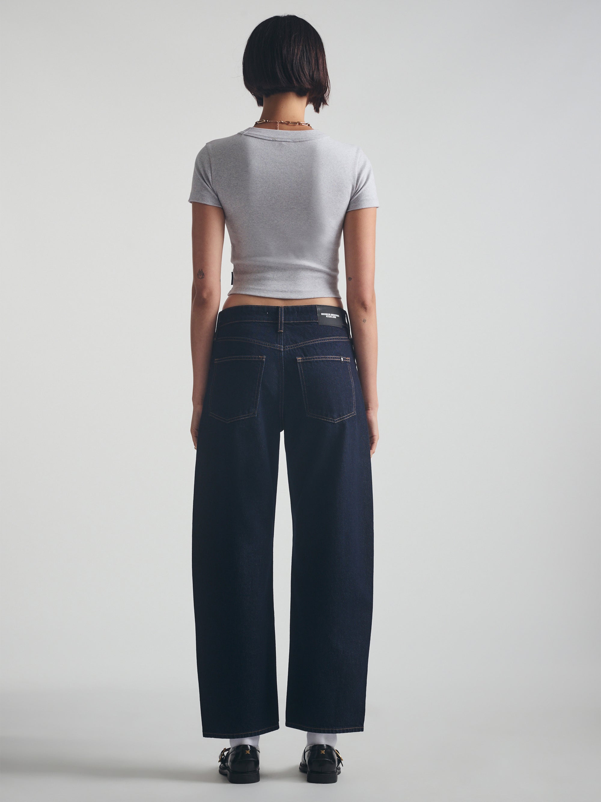 Women's Ribbed Cropped T-Shirt in Light Grey Melange - BROOKLYN INDUSTRIES