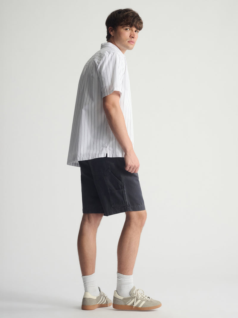 Men's Striped Short Sleeve Shirt In Castlerock - BROOKLYN INDUSTRIES