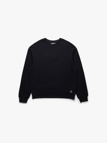 Men's Waffle Crew Neck Sweatshirt In Black - BROOKLYN INDUSTRIES