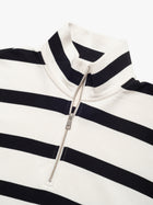 Women's Half Zip Stripe Sweatshirt In Black Stripe - BROOKLYN INDUSTRIES