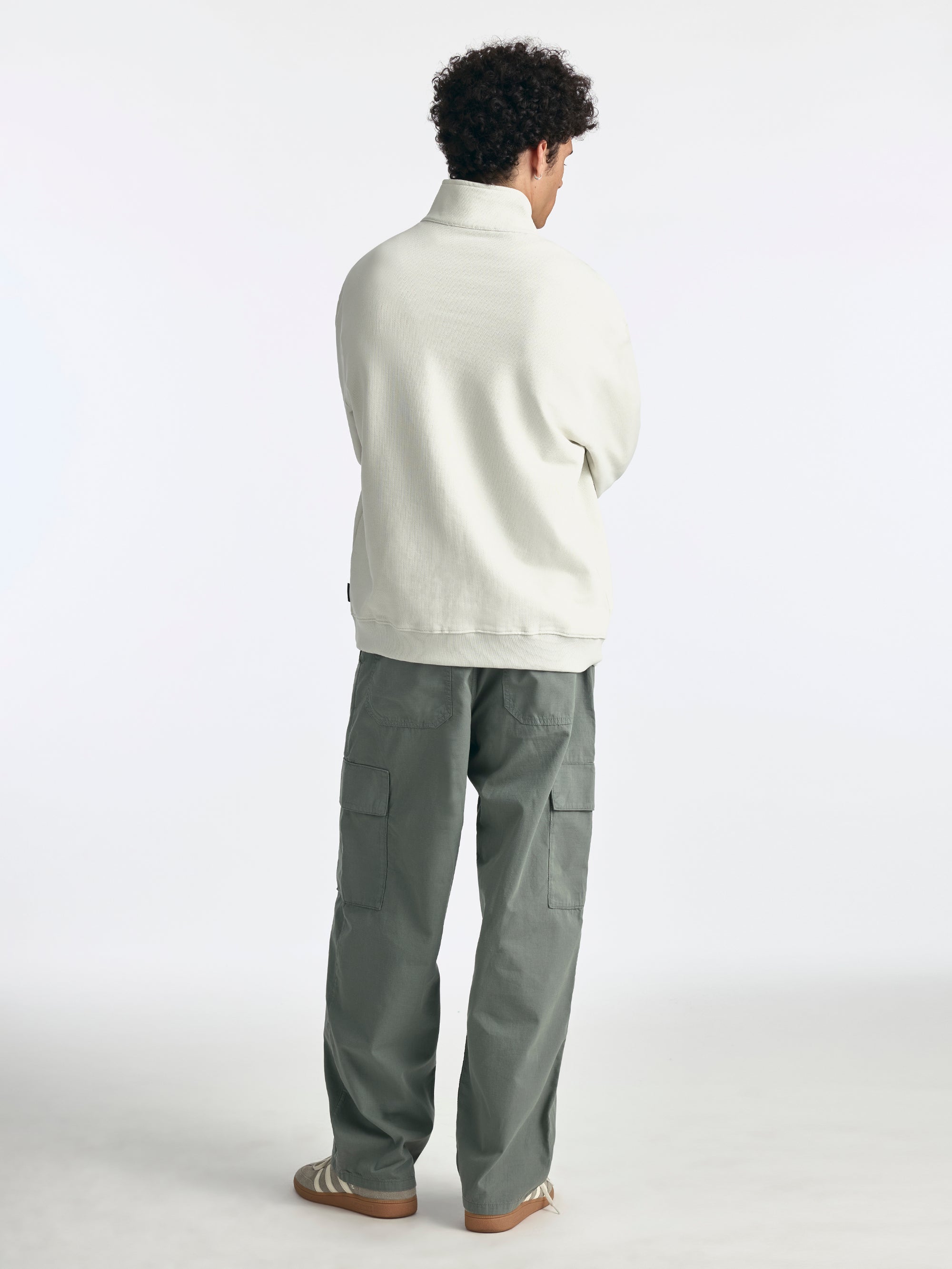 Men's Brooklyn Half Zip Sweatshirt in White Onyx - BROOKLYN INDUSTRIES