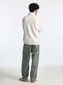 Men's Brooklyn Half Zip Sweatshirt in White Onyx - BROOKLYN INDUSTRIES