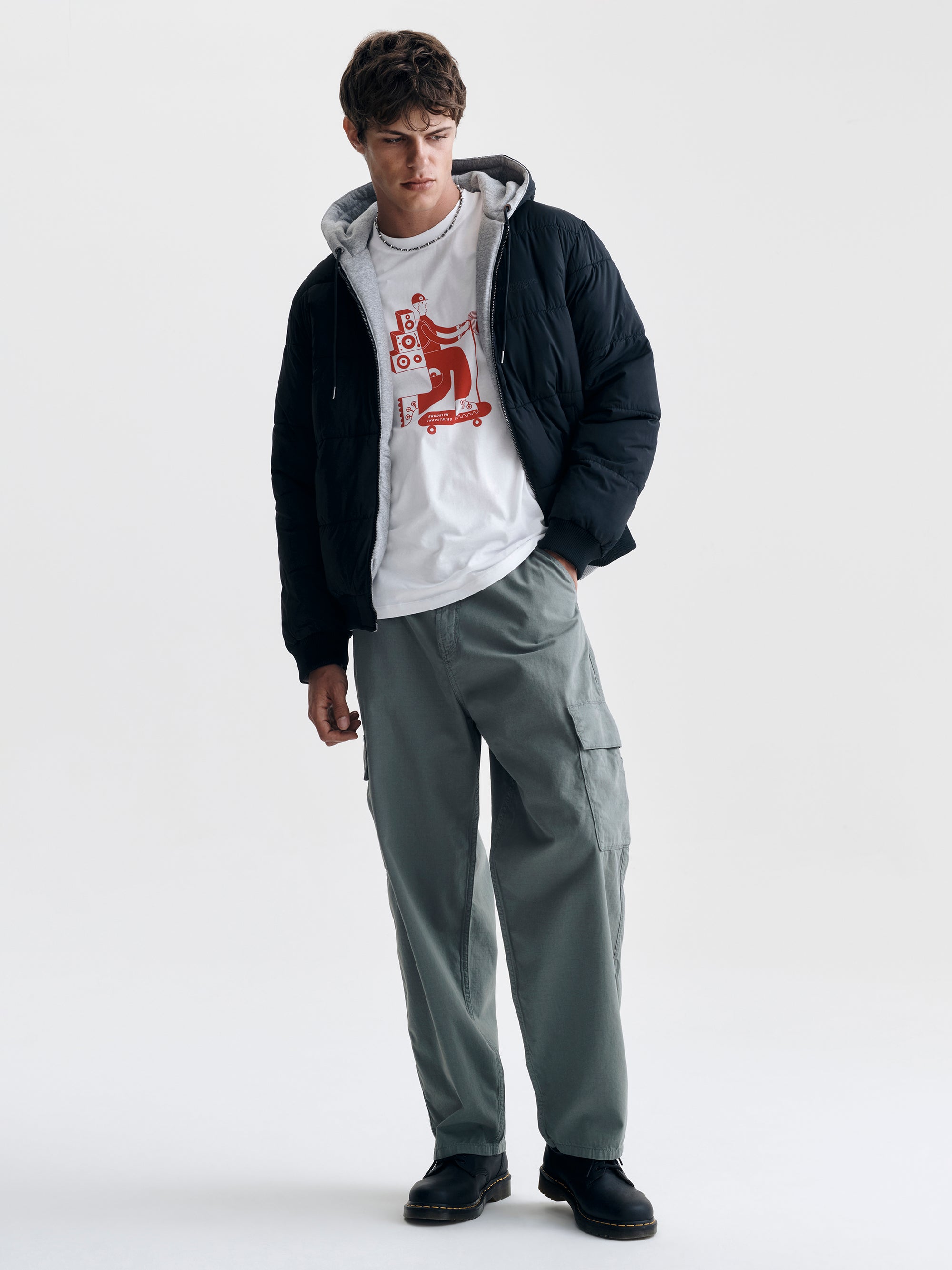 Men's Reversible Hooded Jacket in Jet Black - BROOKLYN INDUSTRIES