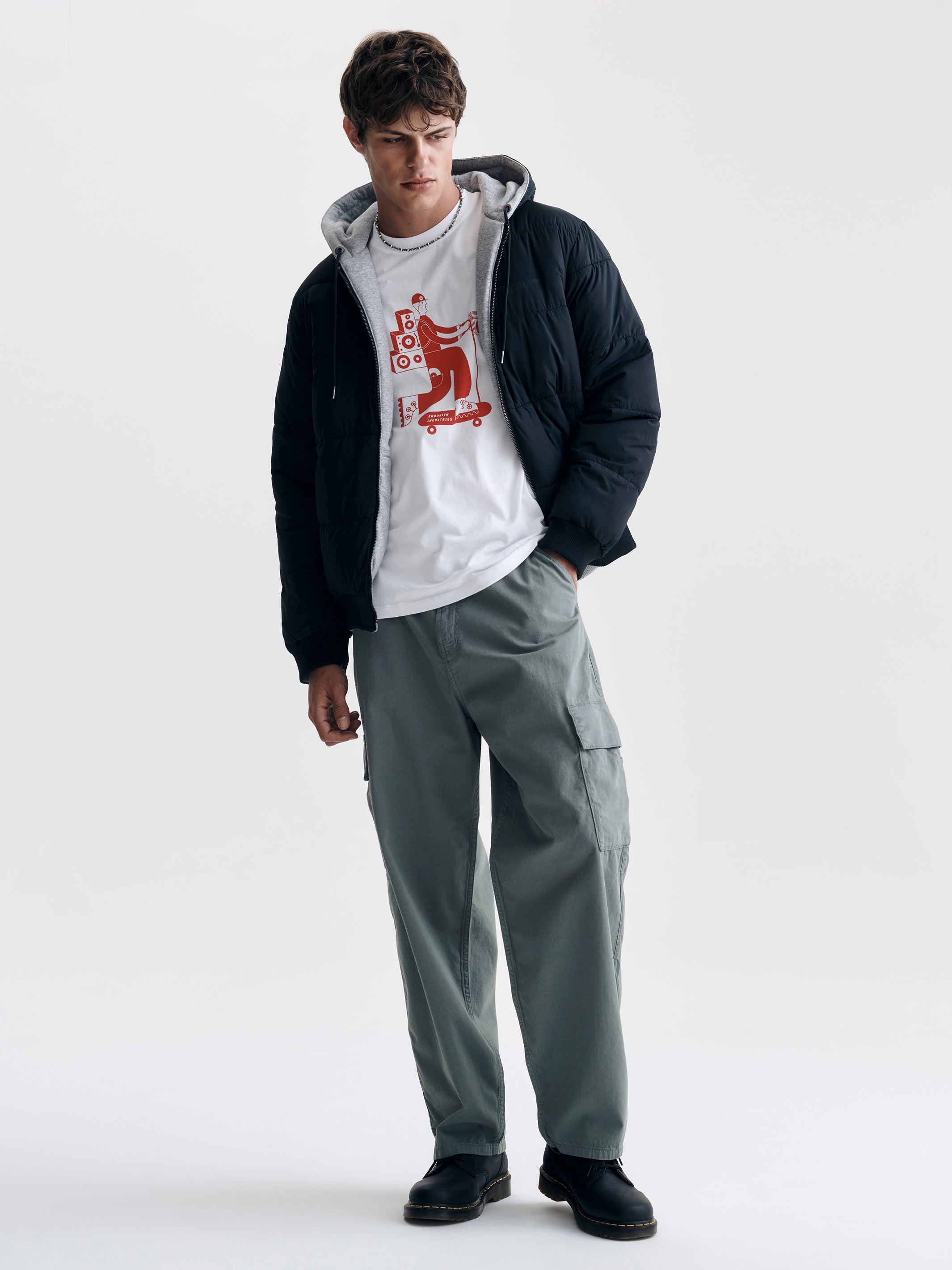 Men's Reversible Hooded Jacket in Jet Black - BROOKLYN INDUSTRIES