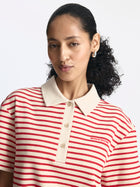 Women's Polo Striped Midi Dress in Goji Berry Stripe - BROOKLYN INDUSTRIES
