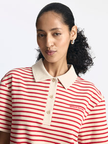Women's Polo Striped Midi Dress in Goji Berry Stripe - BROOKLYN INDUSTRIES