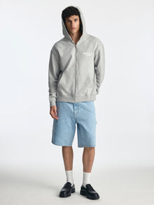Men's Logo Zip-Up Hoodie in Light Grey Melange - BROOKLYN INDUSTRIES