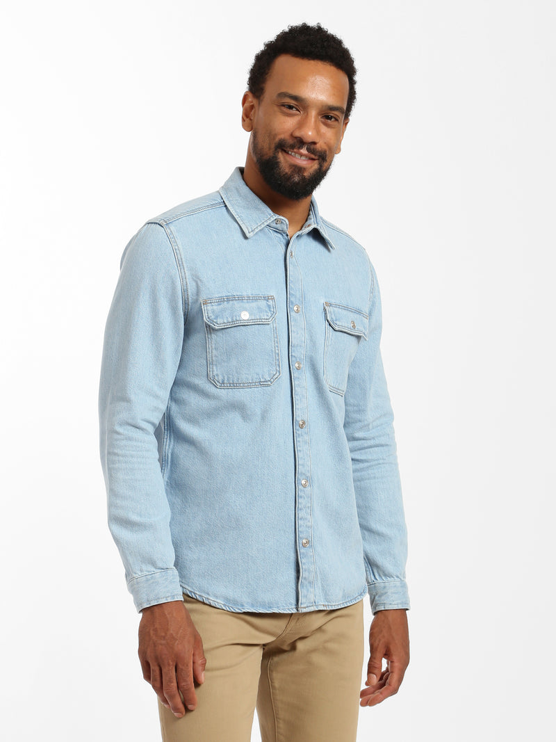 North Denim Shirt in Bleached Denim - BROOKLYN INDUSTRIES