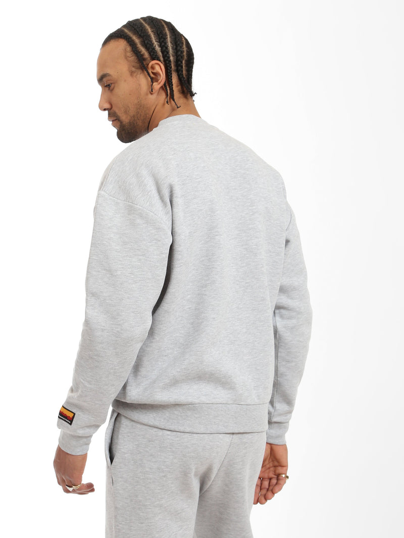 Men's BKLYN Crew Neck Sweatshirt in Grey Melange - BROOKLYN INDUSTRIES