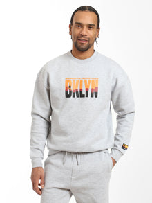 Men's BKLYN Crew Neck Sweatshirt in Grey Melange - BROOKLYN INDUSTRIES