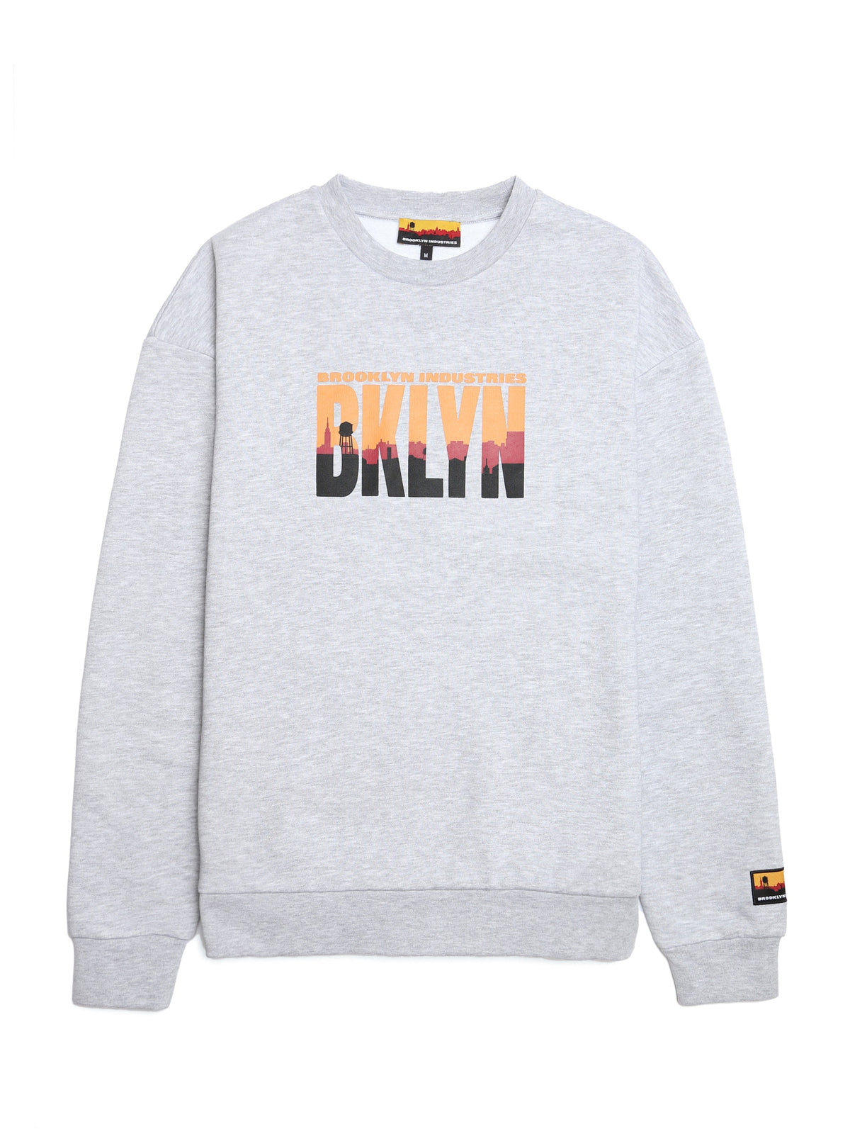 Men's BKLYN Crew Neck Sweatshirt in Grey Melange - BROOKLYN INDUSTRIES