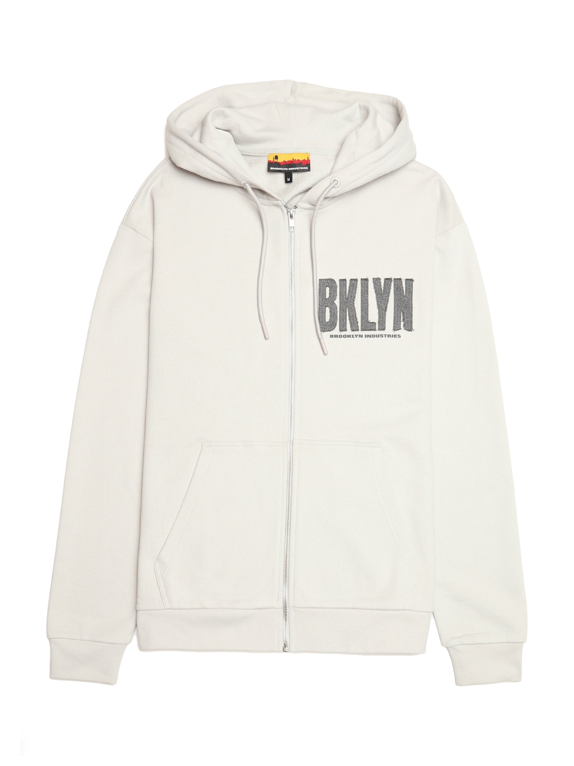 Men's Denim Patch Zip-Up Hoodie in Luna Rock - BROOKLYN INDUSTRIES