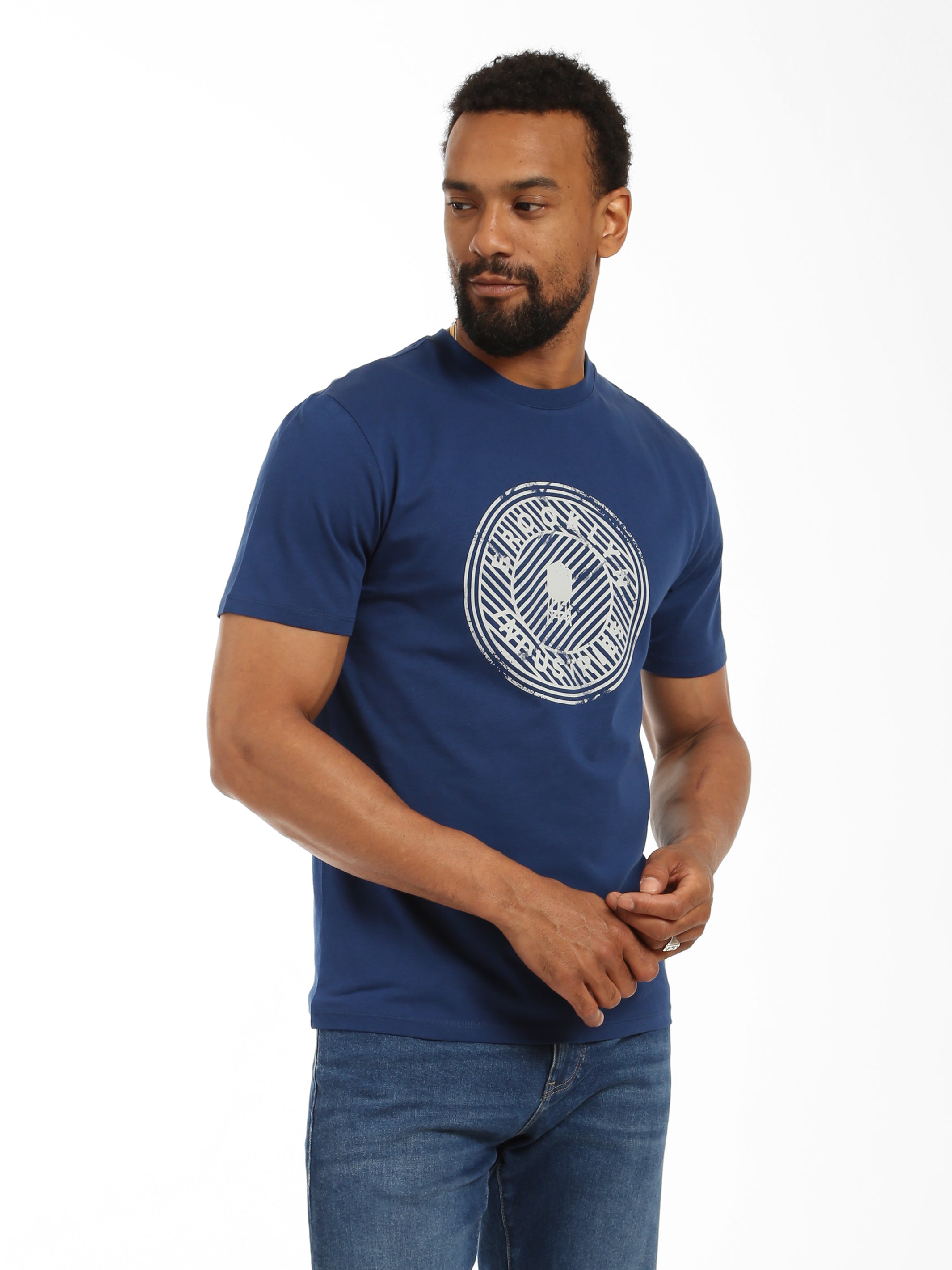 Men's Isometric T-shirt in Mood Indigo - BROOKLYN INDUSTRIES