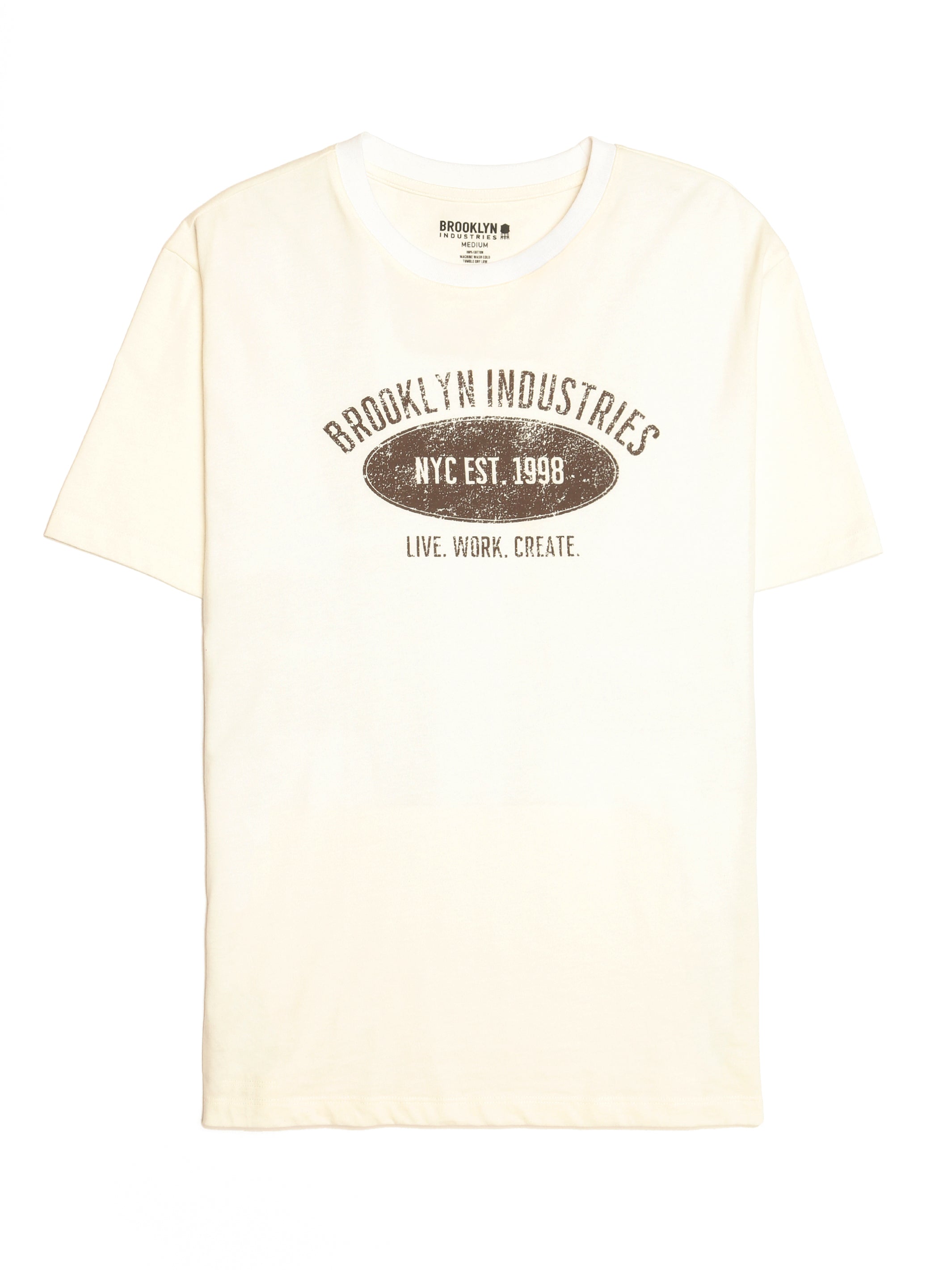Men's BKI EST. 1998 Crew Neck T-shirt in Antique White - BROOKLYN INDUSTRIES
