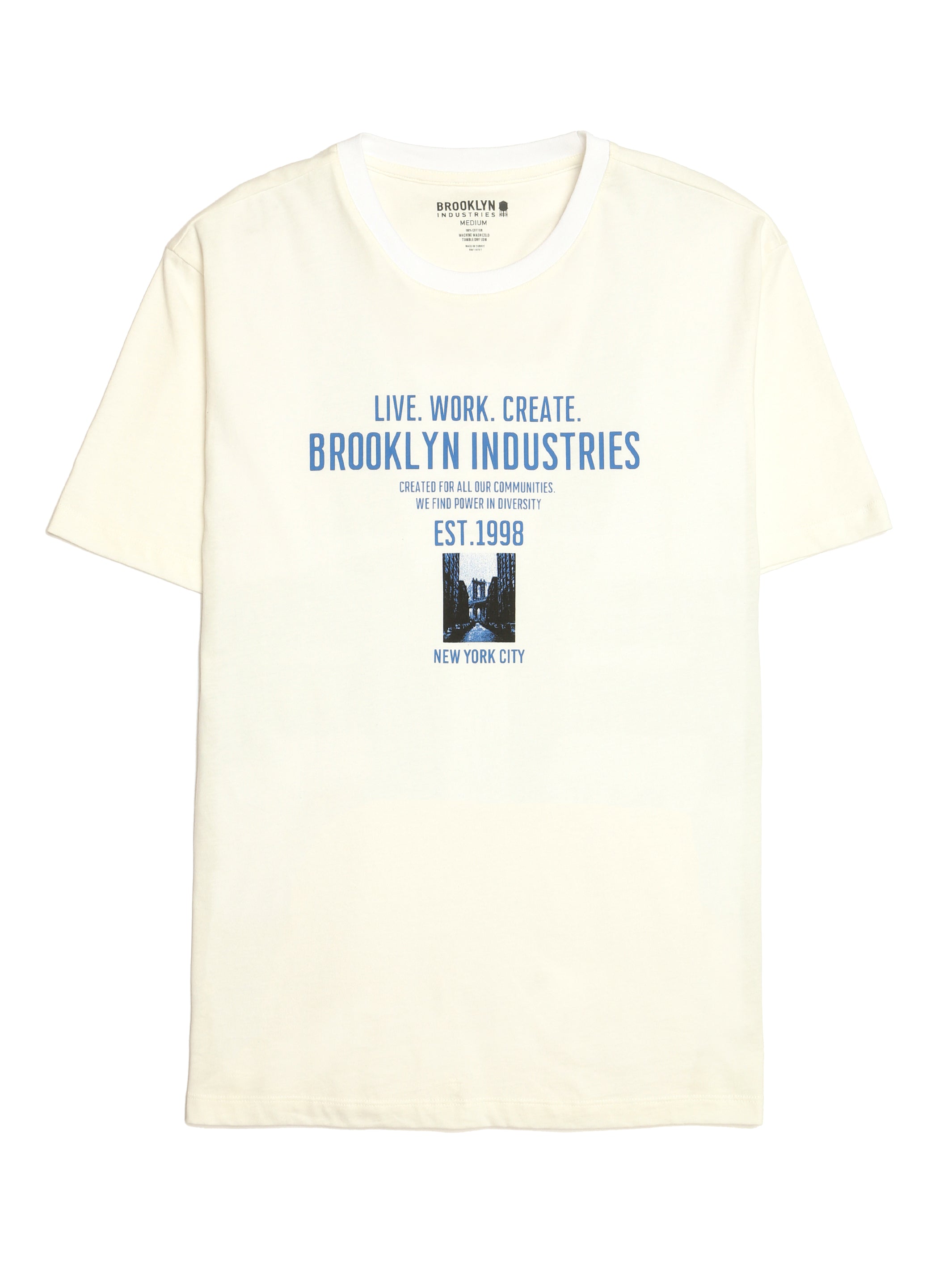 Men's BKI News T-shirt in Antique White - BROOKLYN INDUSTRIES