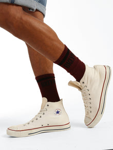 Men's BKLYN Socks in Red Mahogany - BROOKLYN INDUSTRIES