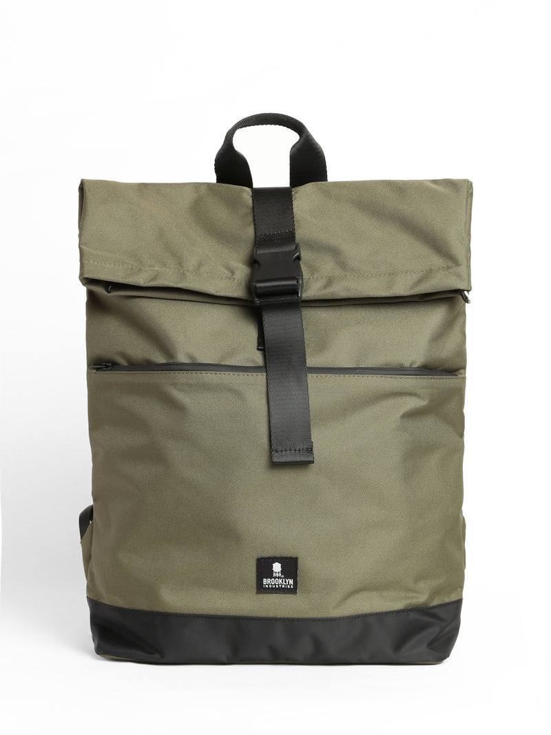 Rolltop Backpack in Khaki - BROOKLYN INDUSTRIES