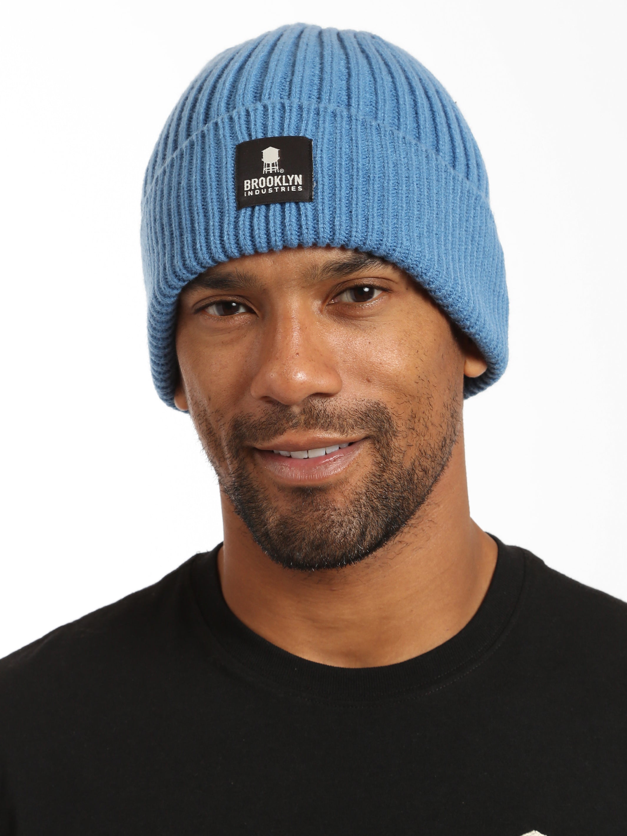 Ribbed Beanie Hat in Blue - BROOKLYN INDUSTRIES