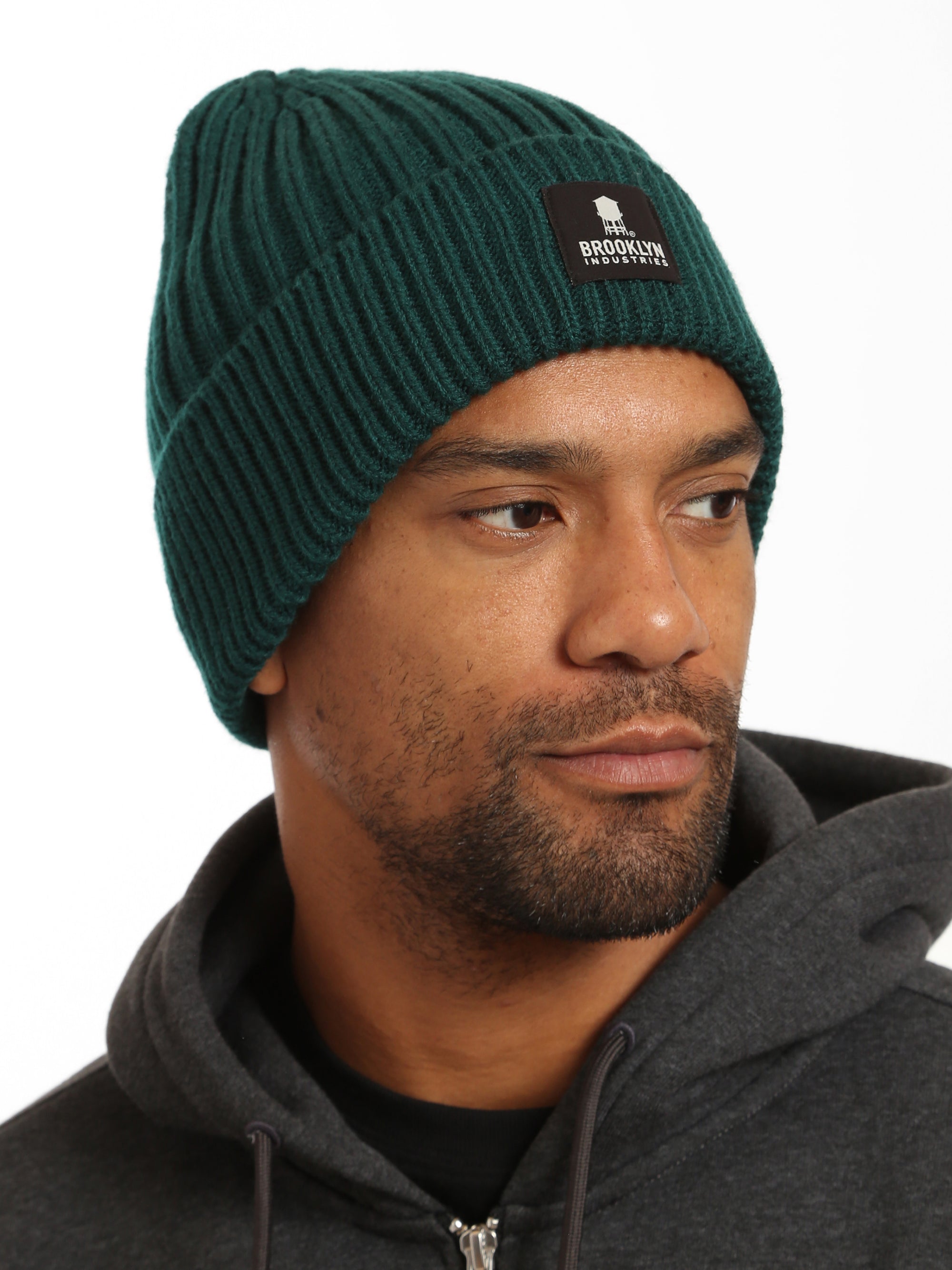 Ribbed Beanie Hat in Green - BROOKLYN INDUSTRIES