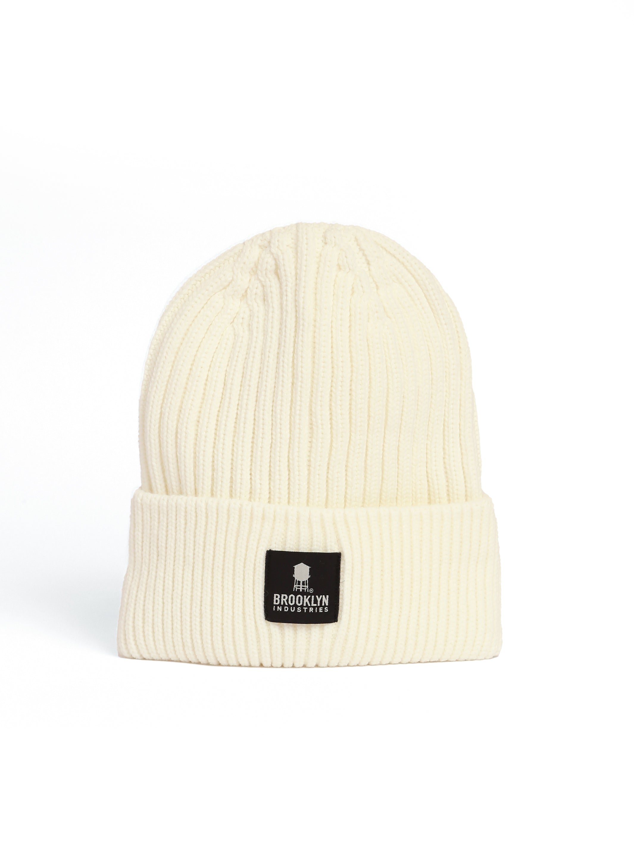 Ribbed Beanie Hat in Off White - BROOKLYN INDUSTRIES