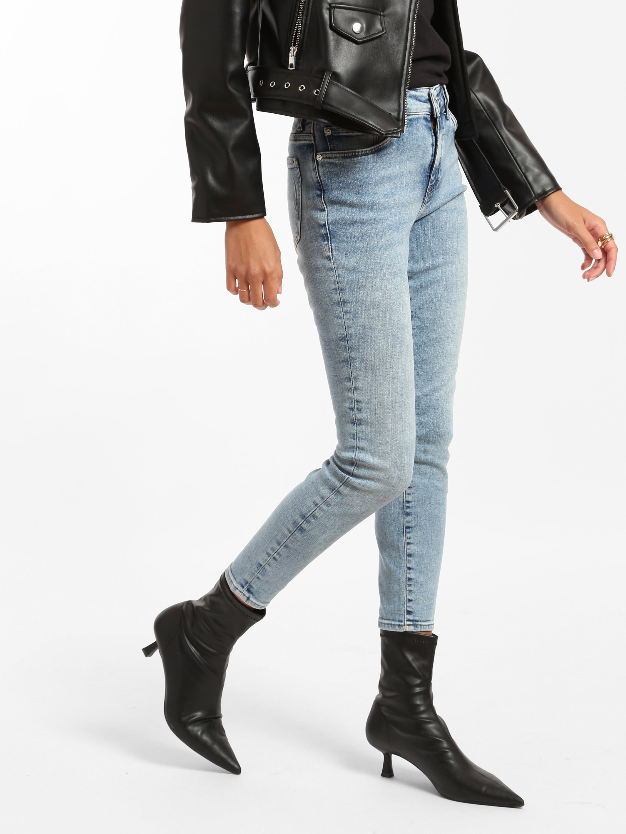 Coco High Rise Skinny Jeans in Light Brushed Denim - BROOKLYN INDUSTRIES