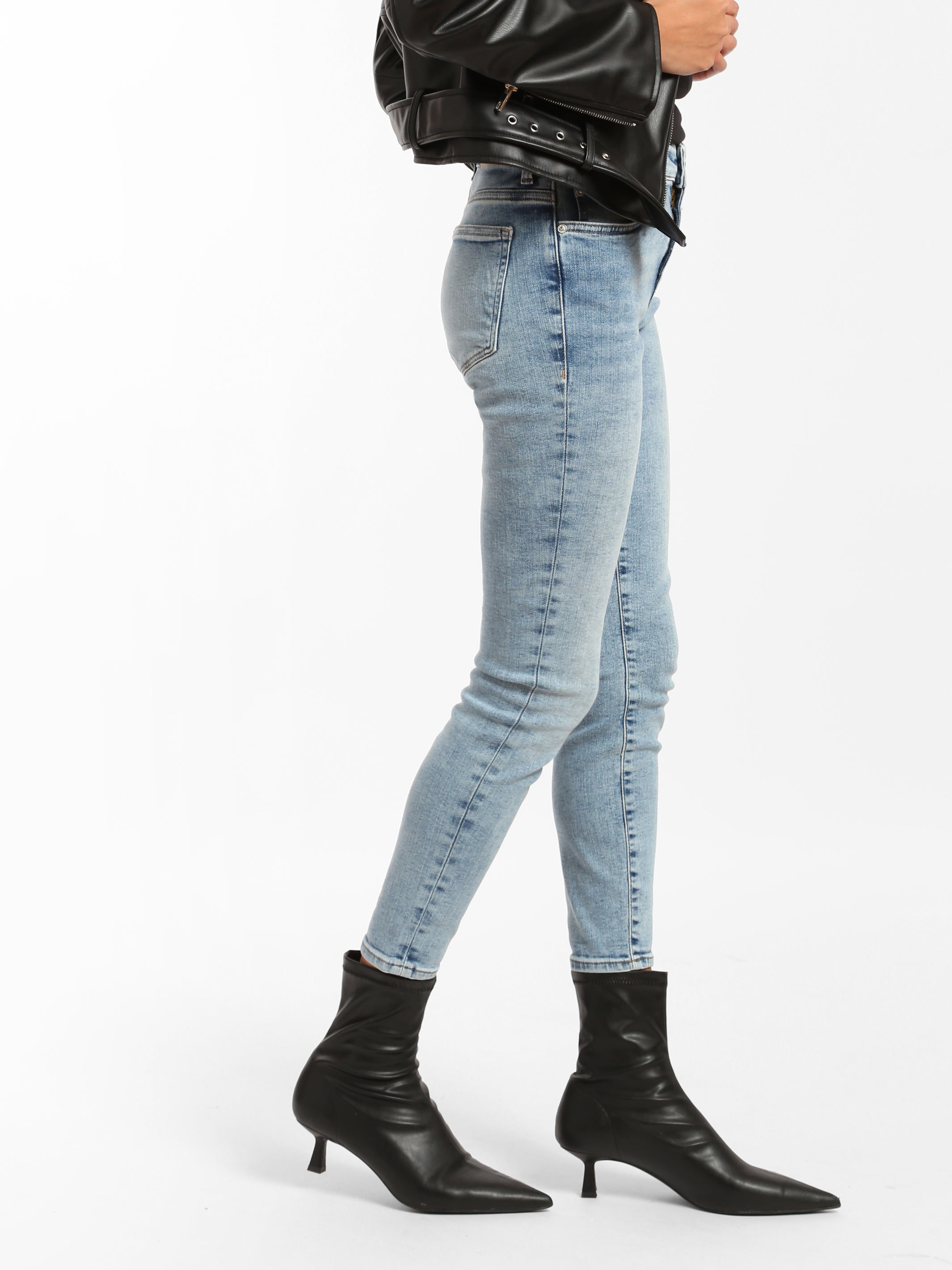 Coco High Rise Skinny Jeans in Light Brushed Denim - BROOKLYN INDUSTRIES