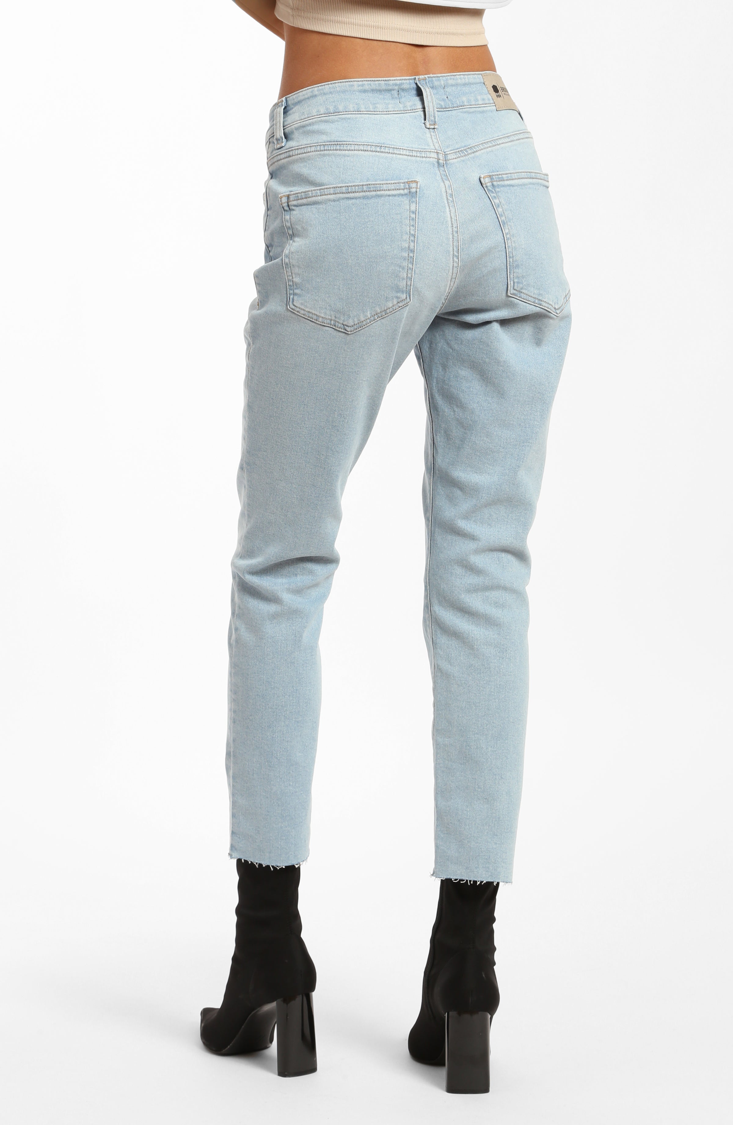 Court High Rise Cropped Straight Leg Jeans in Bleached Denim - BROOKLYN INDUSTRIES
