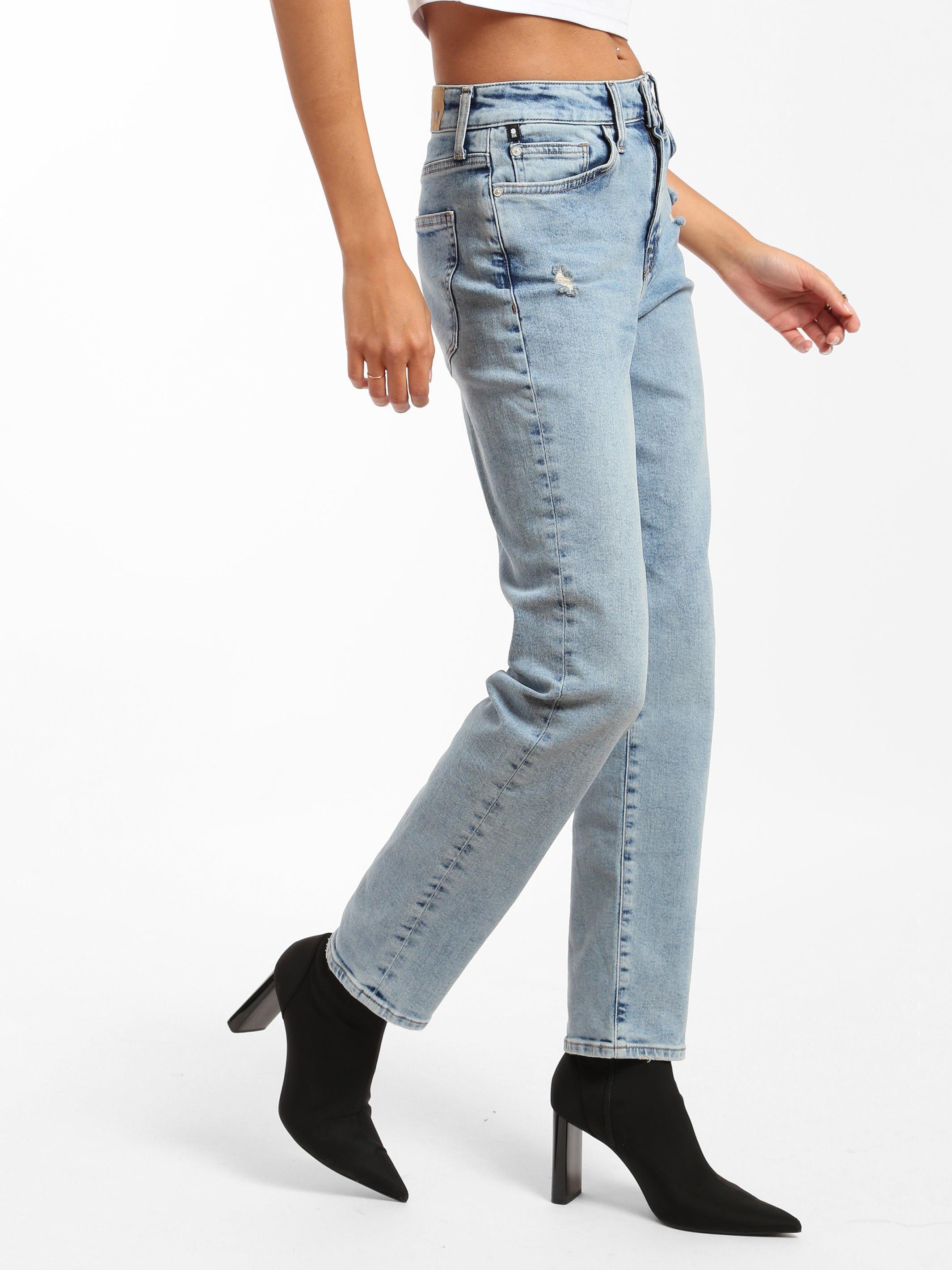 Liberty Girlfriend Jeans in Light Destroyed Denim - BROOKLYN INDUSTRIES