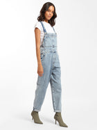 Farra Denim Jumpsuit in Mid Brushed Denim - BROOKLYN INDUSTRIES