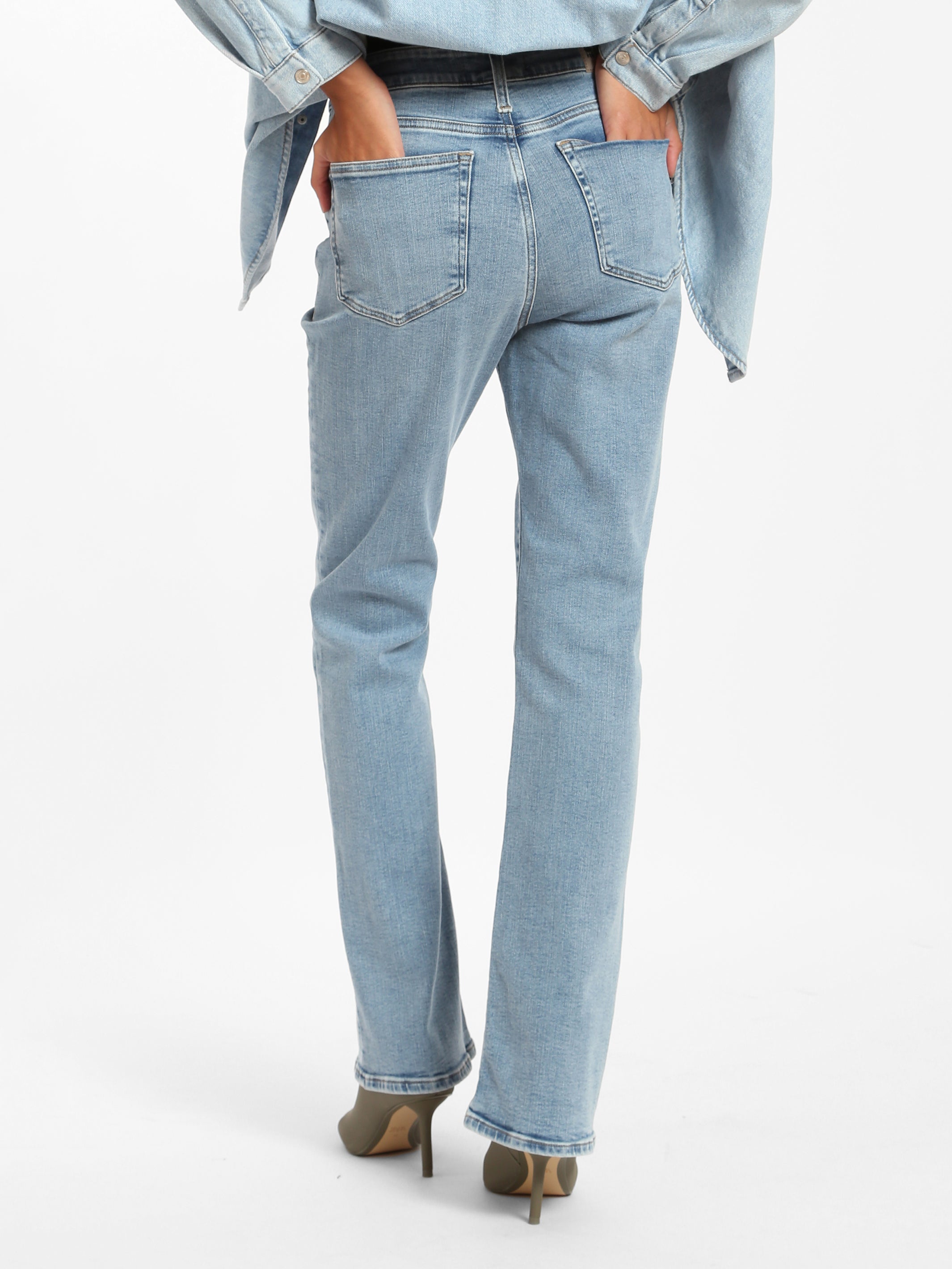 Maple High Rise Bootcut Jeans in Light Brushed Denim