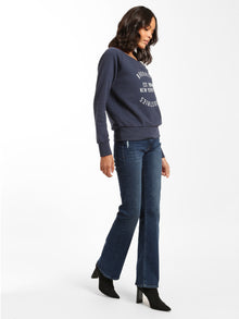 Metro Flare Jeans in Dark Distressed Denim - BROOKLYN INDUSTRIES