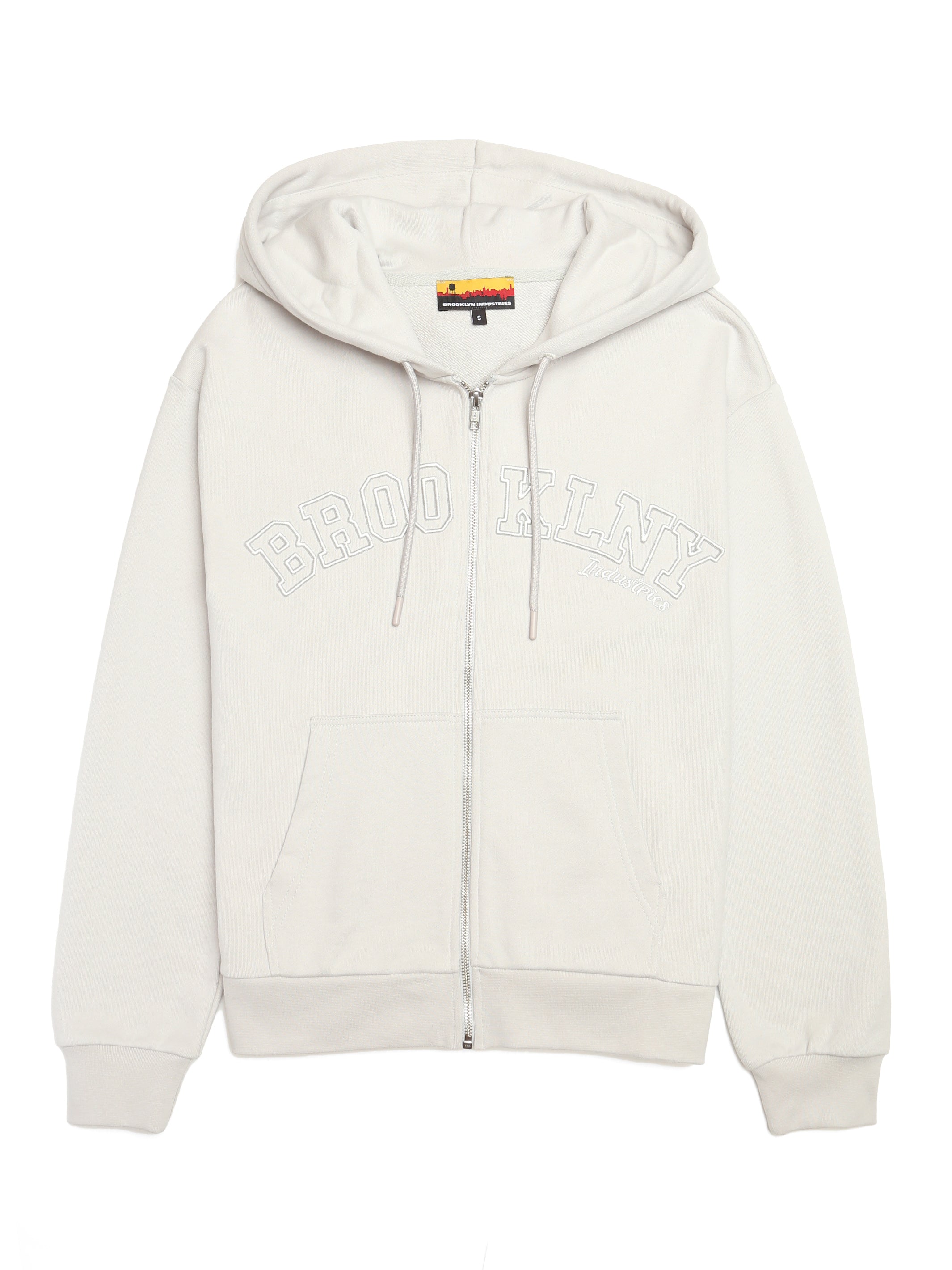 Women's "Brooklyn NY" Zip-Up Hoodie in Luna Rock - BROOKLYN INDUSTRIES