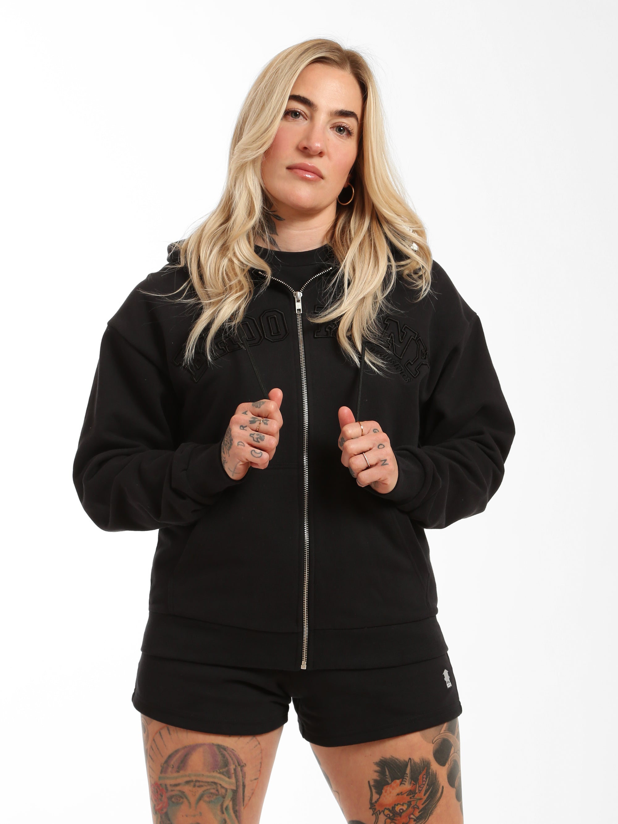 Women's "Brooklyn NY" Zip-Up Hoodie in Black - BROOKLYN INDUSTRIES