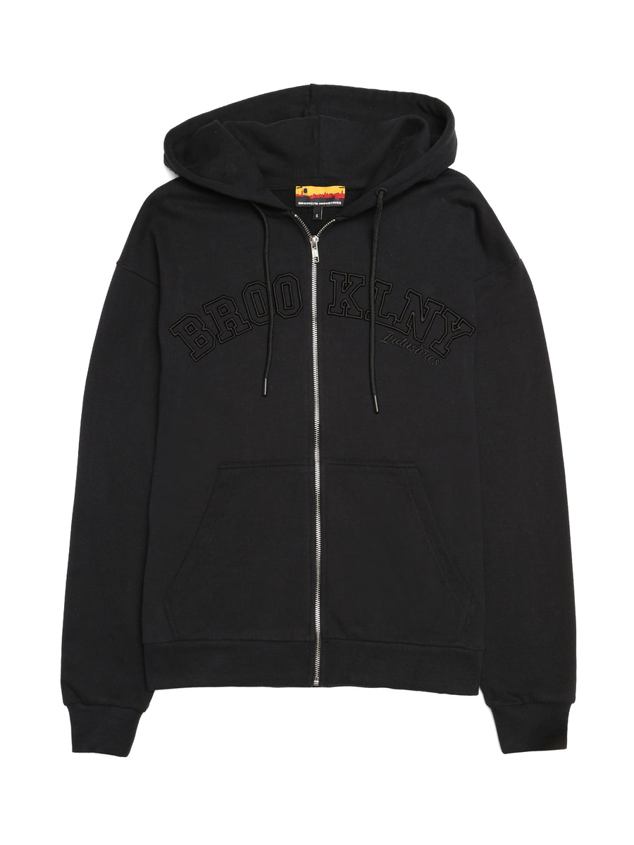 Women's "Brooklyn NY" Zip-Up Hoodie in Black - BROOKLYN INDUSTRIES