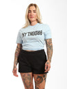 Women's Reversed Brooklyn Print T-shirt in Cerulean - BROOKLYN INDUSTRIES