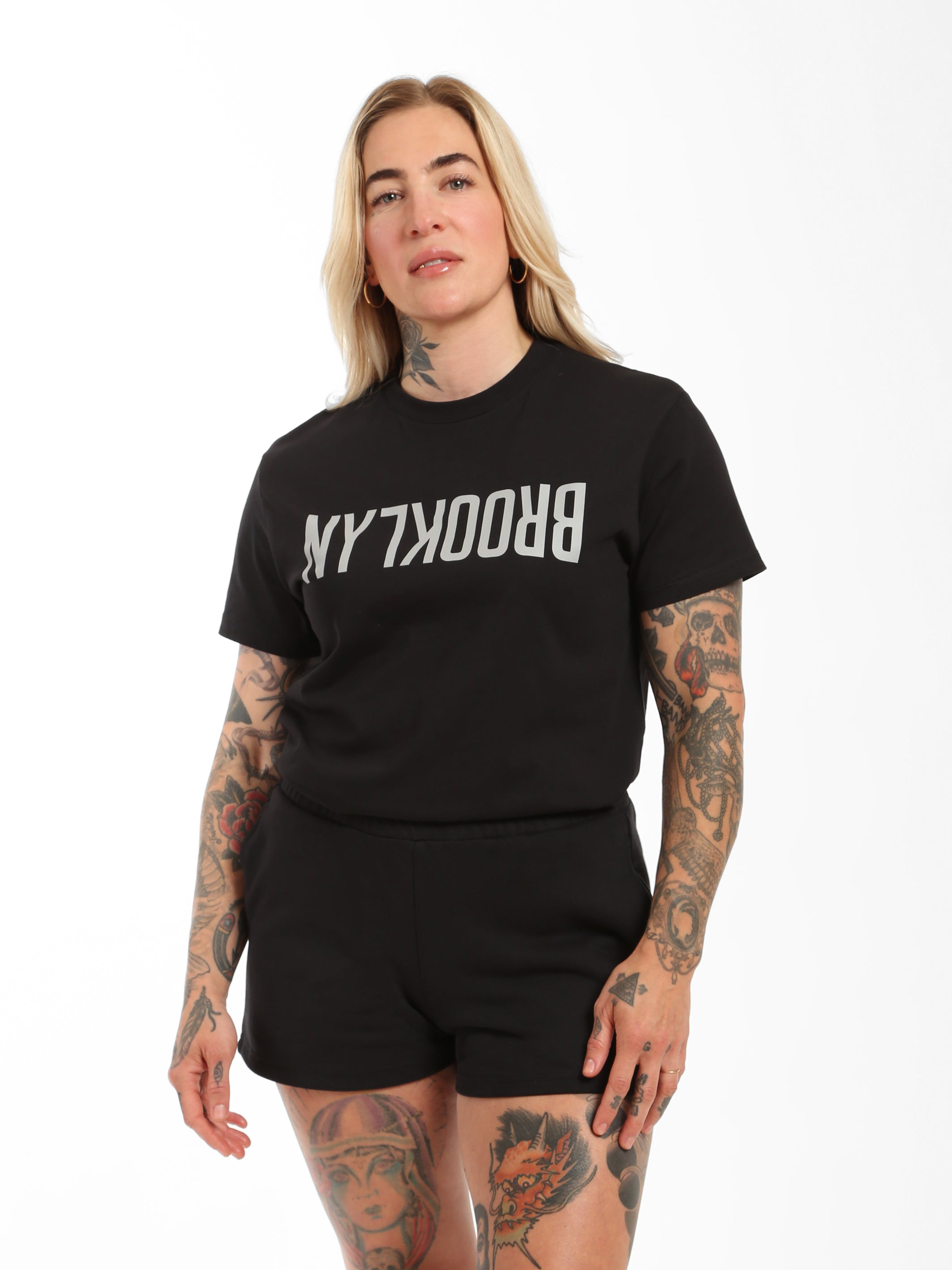 Women's Reversed Brooklyn Print T-shirt in Black - BROOKLYN INDUSTRIES