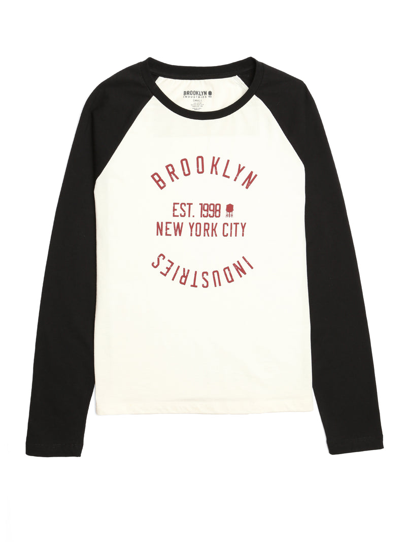 Women's Raglan Long Sleeve T-shirt in Antique White - BROOKLYN INDUSTRIES